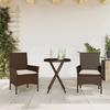 VidaXL Bistro Set with Cushions 3 Pcs Brown Rattan and Glass, Garden Bistro Set, Balcony Set, 3278749