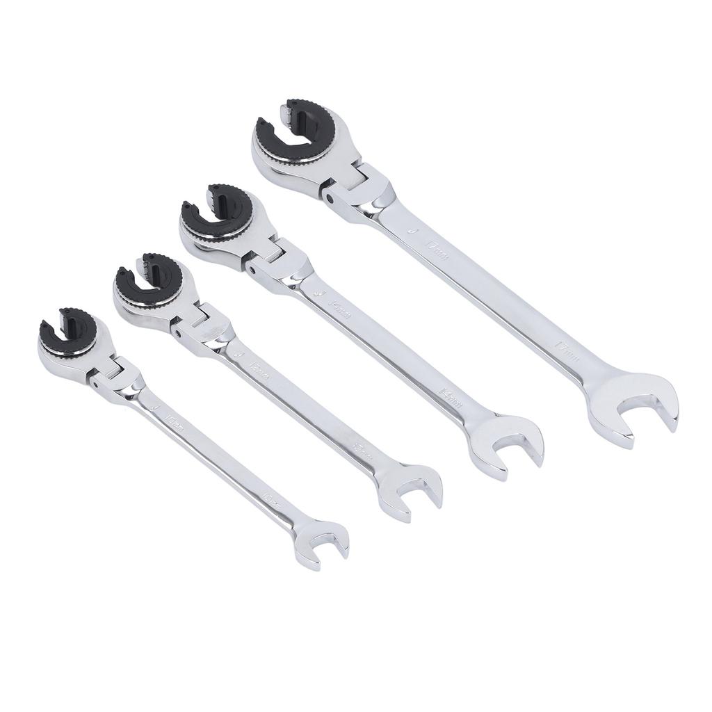 6Pcs Ratcheting Wrench Set 10 17mm Metric Open Flex Head 72 Teeth Gear Open End Adjustable for Air Conditioning Tubing