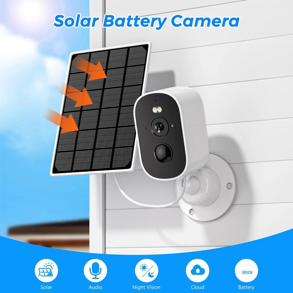 4MP Solar-Powered WiFi Outdoor Surveillance Camera with Night Vision and Baby Monitor Features