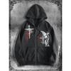Men's Gothic Dark Angel Printed Zipper Hoodie, a Fashionable Street Fashion Zipper Hoodie Suitable for Casual Occasions