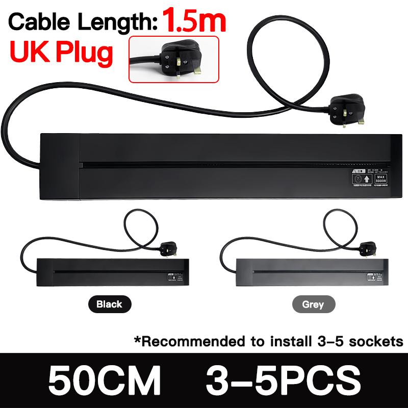 Wall Power Track socket US EU UK standard office Wall electric sockets 40cm 50cm plugs adapters Grey Black USB Type c Ports