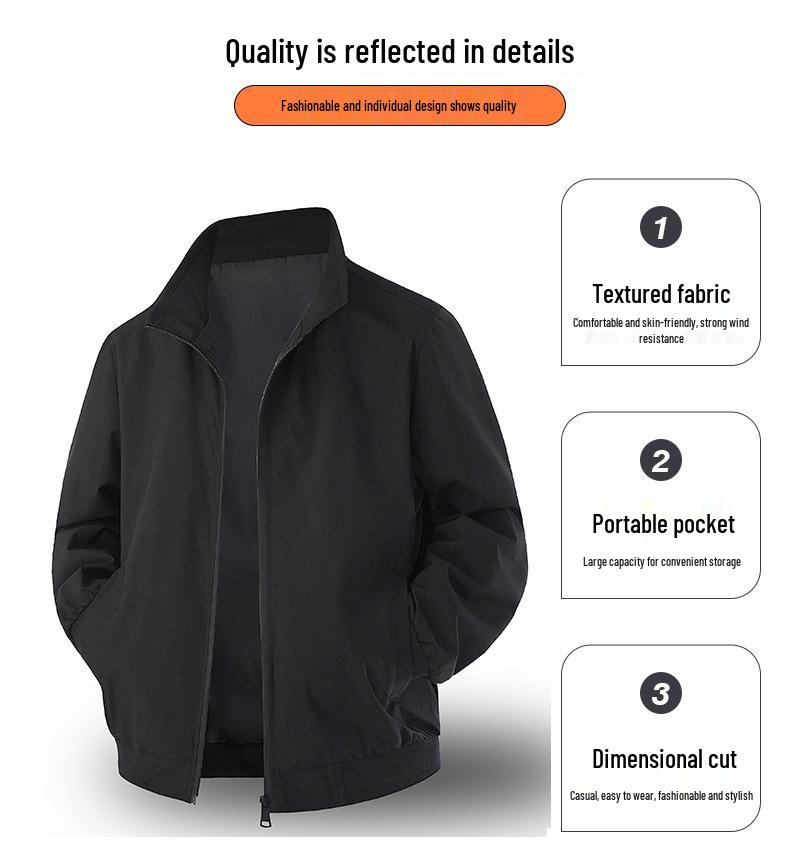 Vielseitige Herrenjacke im amerikanischen Stil mit Stehkragen für Frühling und Herbst