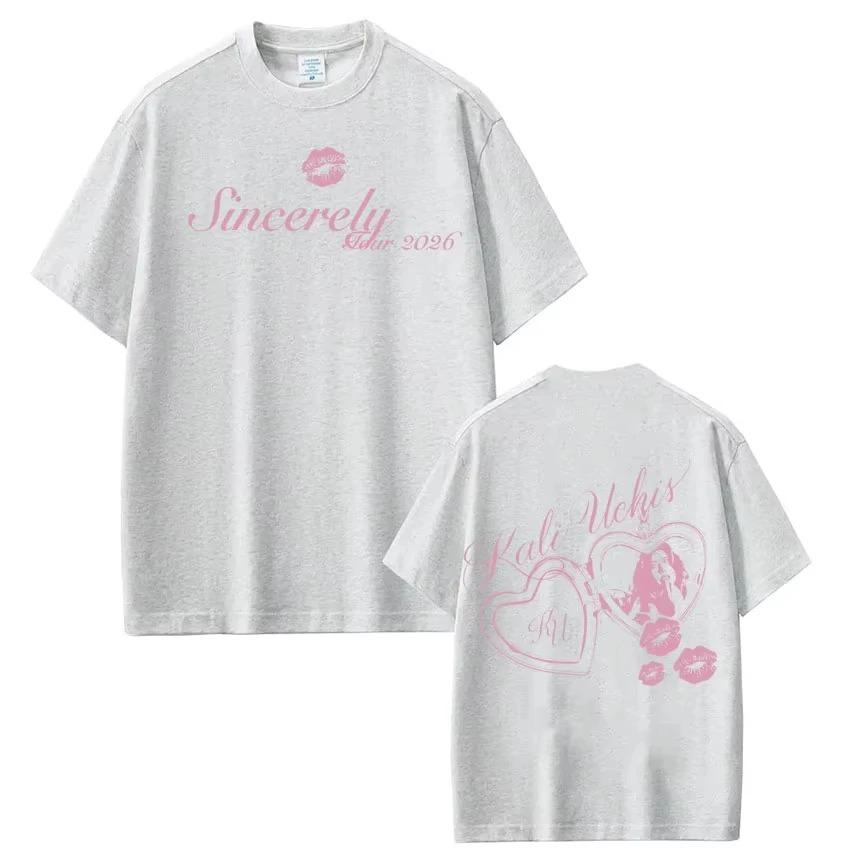 KALI UCHIS Sincerely Tour 2026 Print Tshirt Men Women Fashion pure cotton Tshirts Summer Harajuku Casual TShirts Streetwear