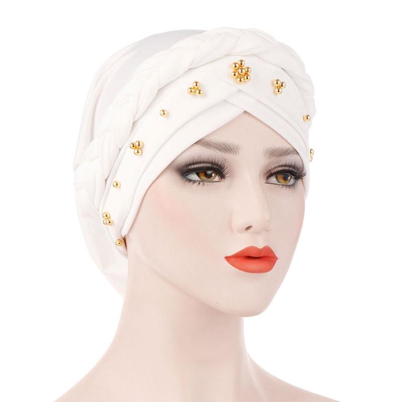 Women Muslim Hair Loss Braid Head Wrap Hijab Turban Cancer Cap Hat Solid Color