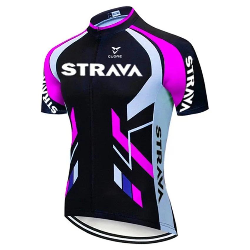 Strava Bicycles Cycling Jersey Set MTB Mens Cycling Maillot Summer Cycle T-Shirt Bib Shorts Suit Triathlon Mountain Bike Clothes