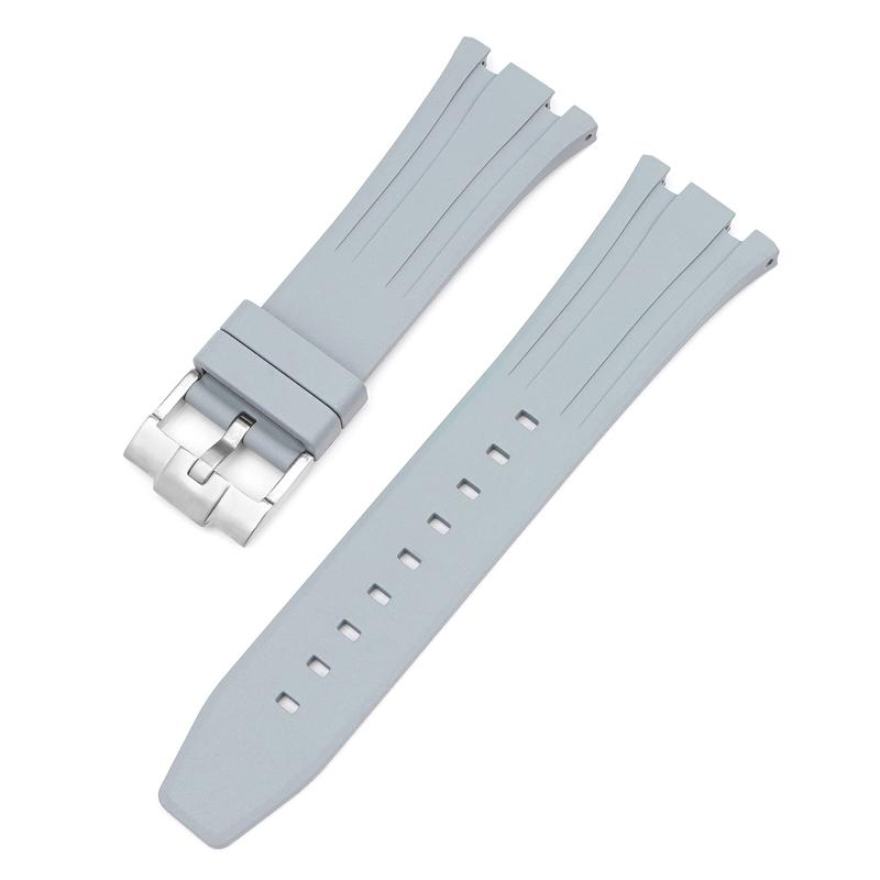 

26mm Soft FKM Fluoro Rubber Strap for AP Audemars Piguet Royal Oak 15400/15500/26331 Stainless Steel Butterfly Buckle Watch Band B сірий
