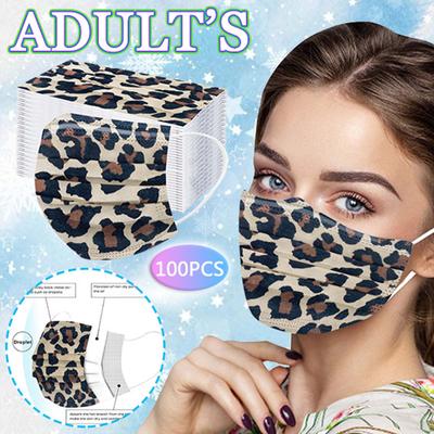 Adult Three-Layer Disposable Dust-Proof Protective Leopard Print Mask
