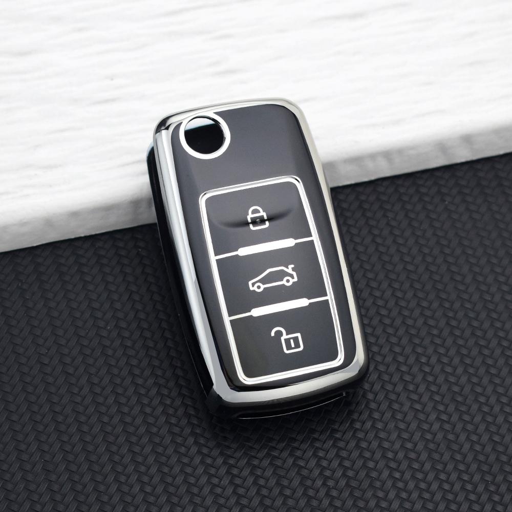 Tpu Car Key Case For Volkswagen Vw Polo Golf Passat Tiguan Beetle Caddy 2/3 Buttons Key Cover For Skoda Octavia Seat Leon Altea