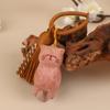 Handcrafted Cypress Cute Blessing Catching Cat Pendant Animal Art For Bags Car Keys Charm Accessories Decoration