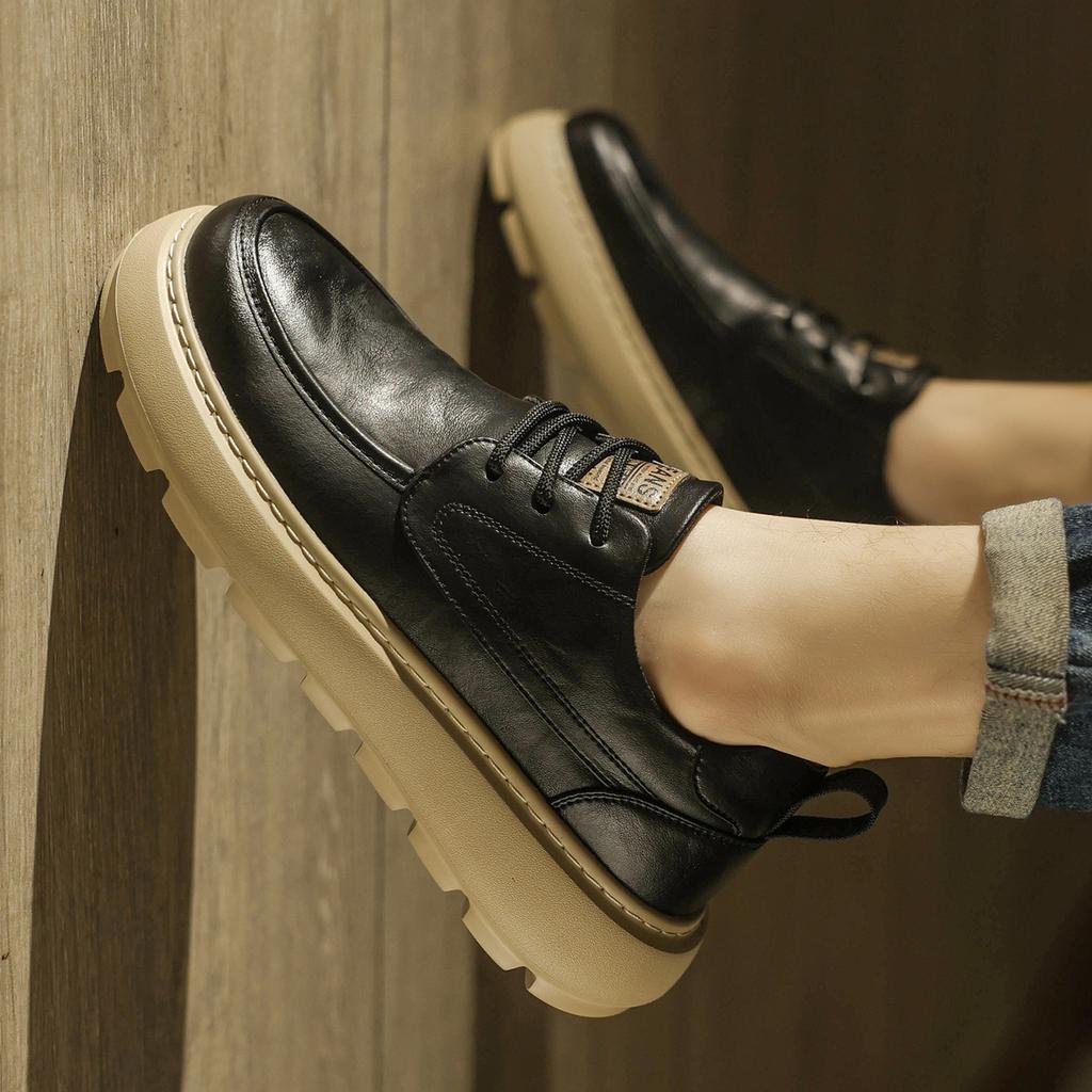 Shoes autumn retro platform heightening shoes British style light business casual leather shoes