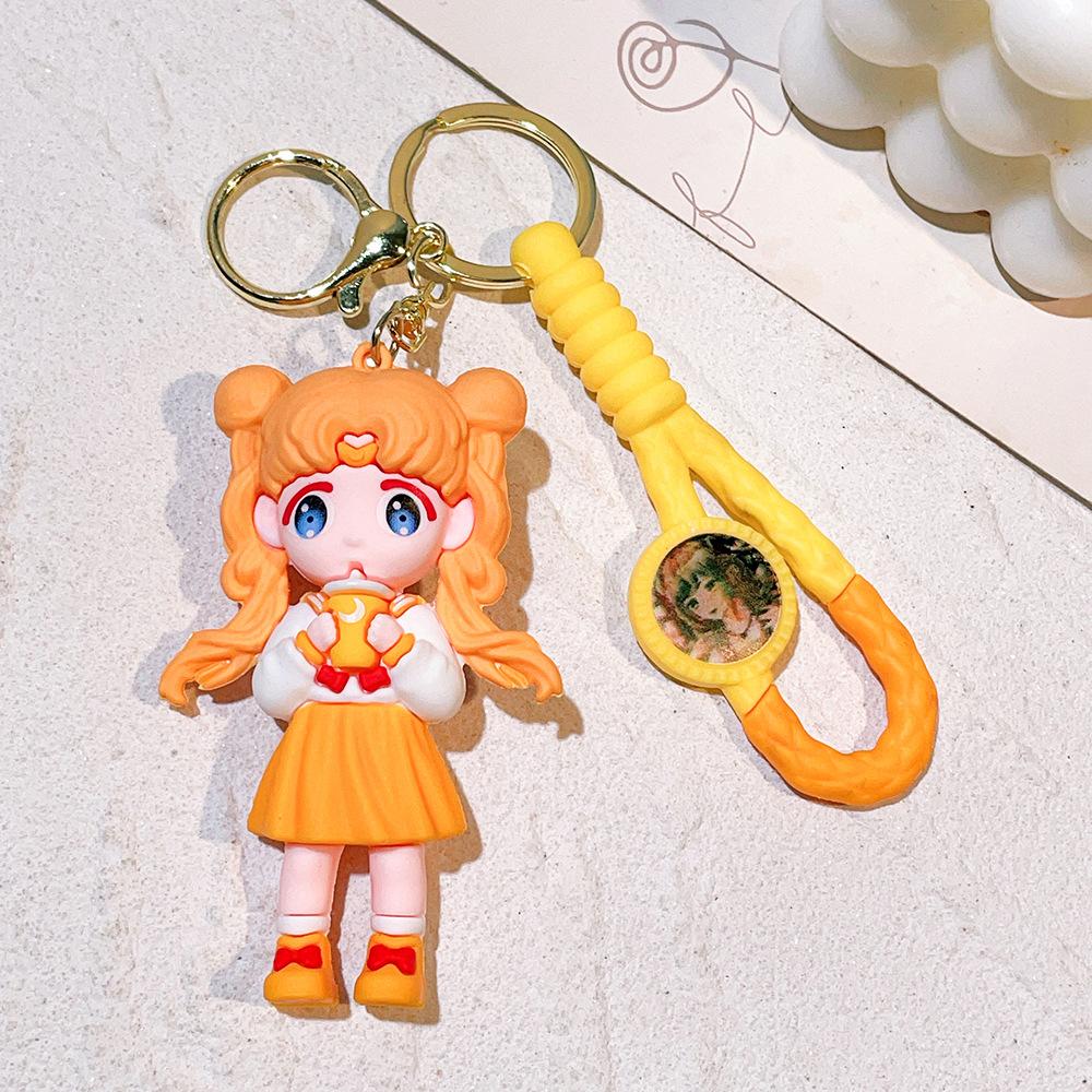 Anime Sailor Moon Figure Keychain Cartoon Cute Moon Cat Keyring Mars Jupiter Mercury Backpack Car Key Chain Christmas Gift