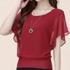 New Summer New Round Neck Short-sleeved Loose Fashion Chiffon Large Size Bottoming Shirt Women