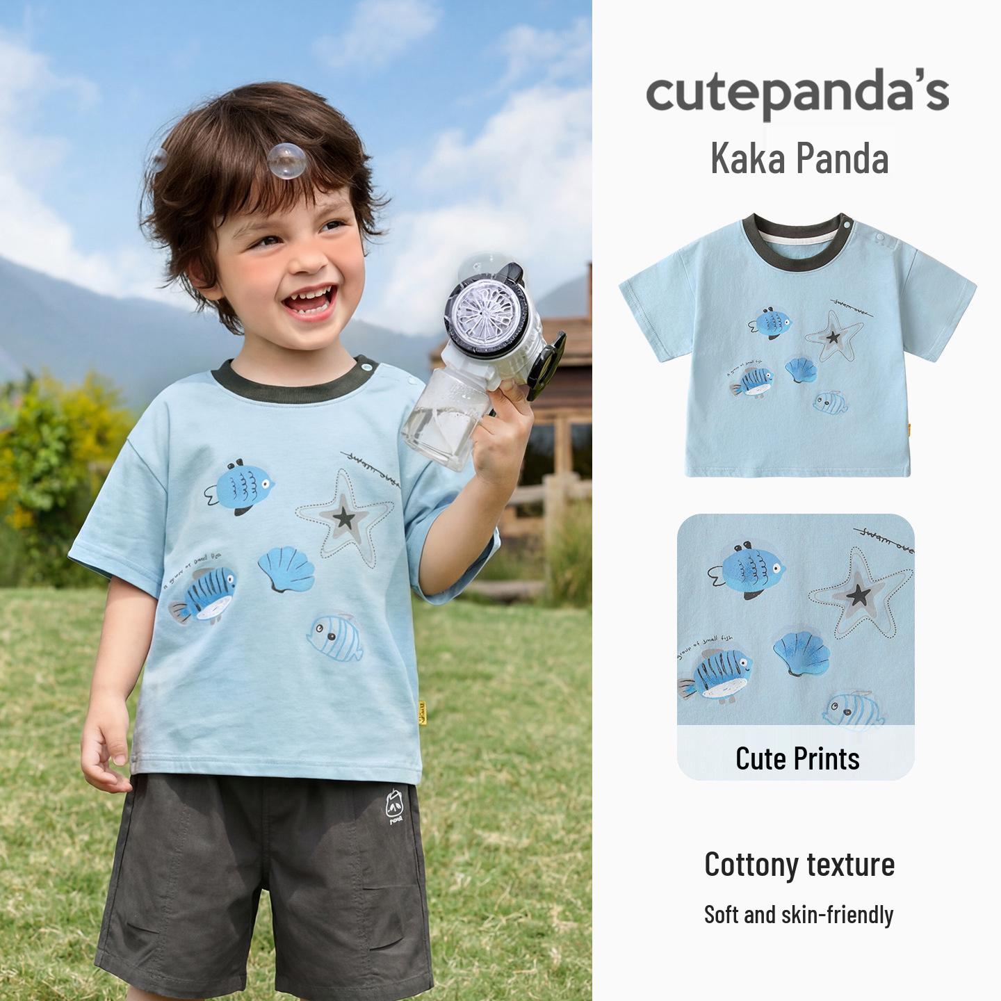 

Kaka Panda Boys & Girls Cotton Short-Sleeve Summer T-Shirt - Toddler & Children s Casual Top 110 cm синій