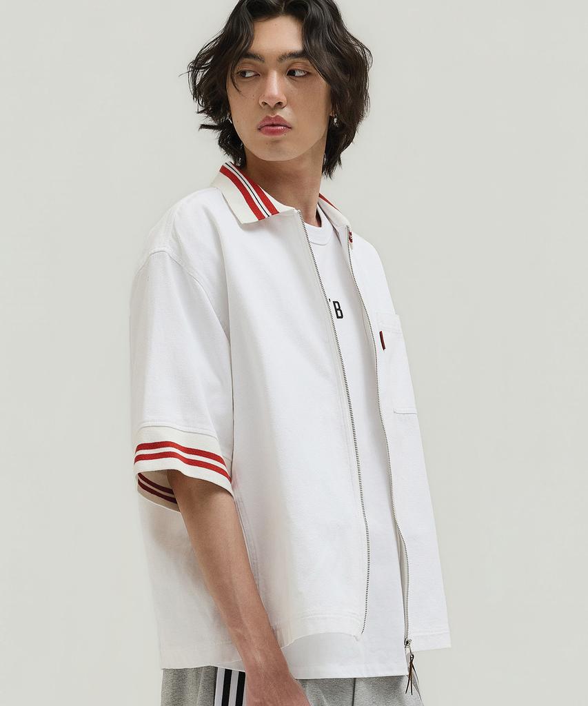Tullunjeubeulig Tb-No.2 Collared Zip-Up Short Sleeve Shirt (E5910G2301)