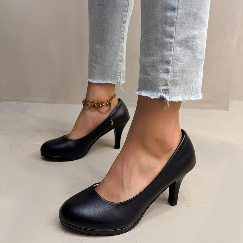 Women Single Shoe Work Shoes Women's Pumps Black Professional Interview High Heels Mid Heeled Work Shoes Size 35-42