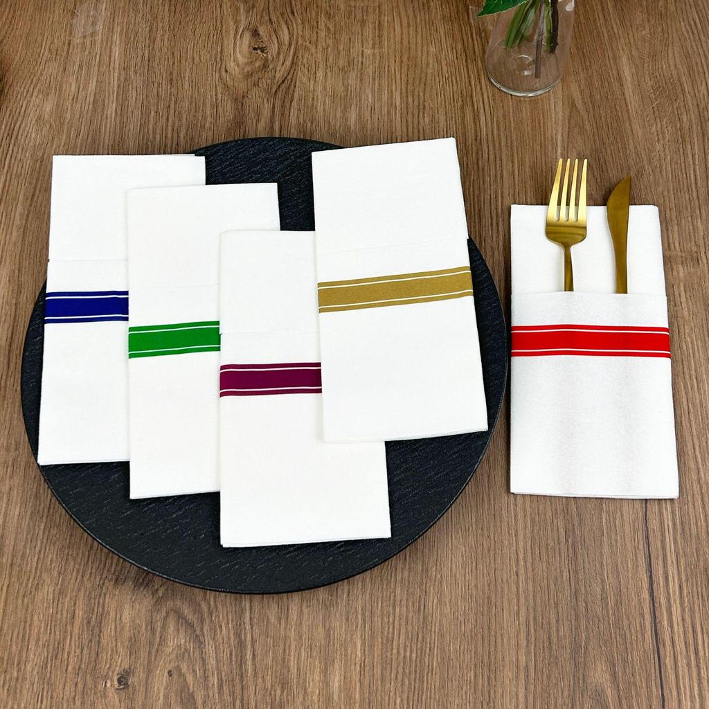 Striped Knife & Fork Disposable Napkin Placemat for Hotels & Restaurants
