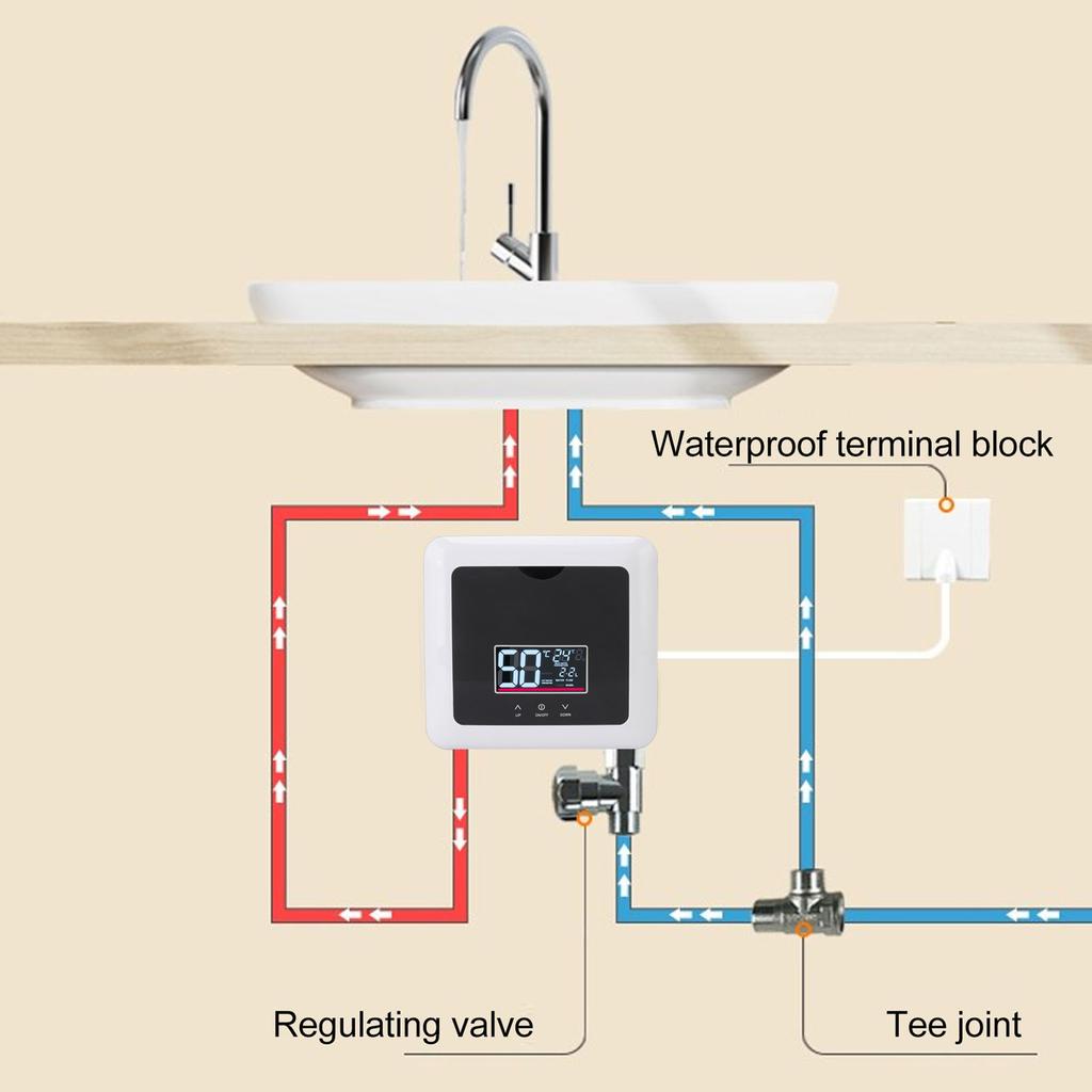 220V Ani Elektrikli Su Isıtıcı 7500W Ev Kullanımı Verimli Döküm Alüminyum Isıtıcı - Hızlı Duş İçin 30-55°C Sıcaklık Kontrolü