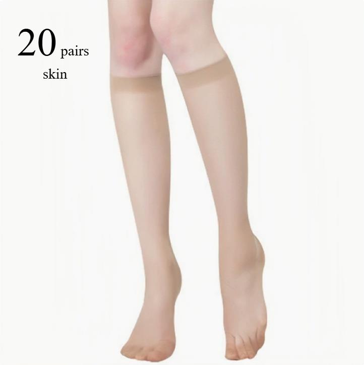 5/10/20 Pairs Women Ultra-Thin Nylon Stockings Transparent Elasticity Ladies Knee Socks Summer Long Socks For Girls Stocking