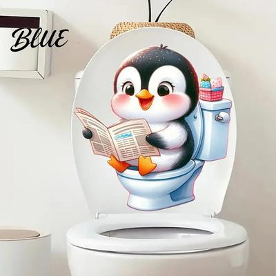 Removable Toilet Sticker Waterproof Bathroom Reading Sticker Newspaper Cute Animal Funny Cartoon Self-Adhesive Tank Lid Decal for
