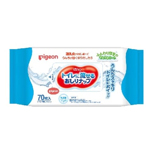 Pigeon Flushable Baby Wipes, 70 Sheets
