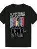 Crew Neck T-shirt - "3 Seconds of Summer" Graphic Tee with Colorful Stripes & Silhouette Design