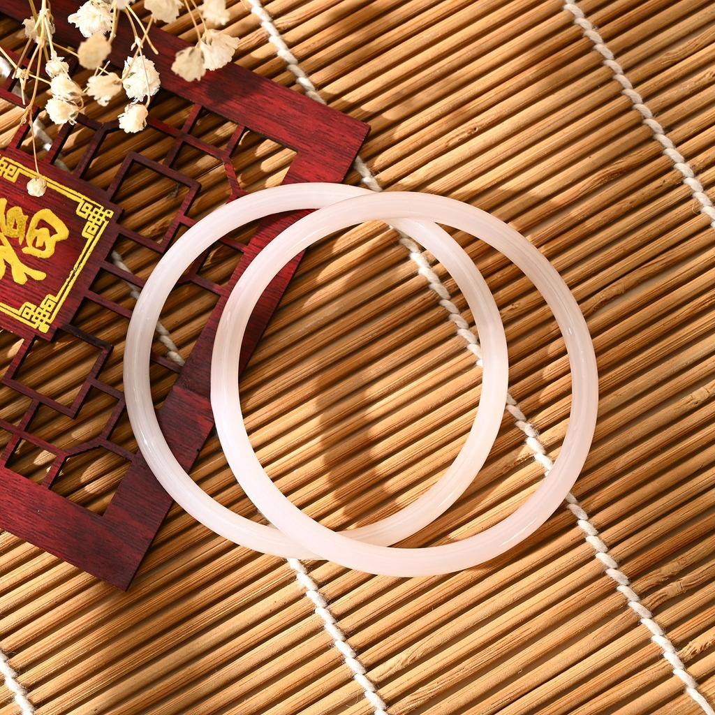 2Pcs/Set Solid Color Gentle Bangles Cute Retro Simple Glass Bracelet Exquisite Femme Fashion Women's Casual Daily Trend Jewelry
