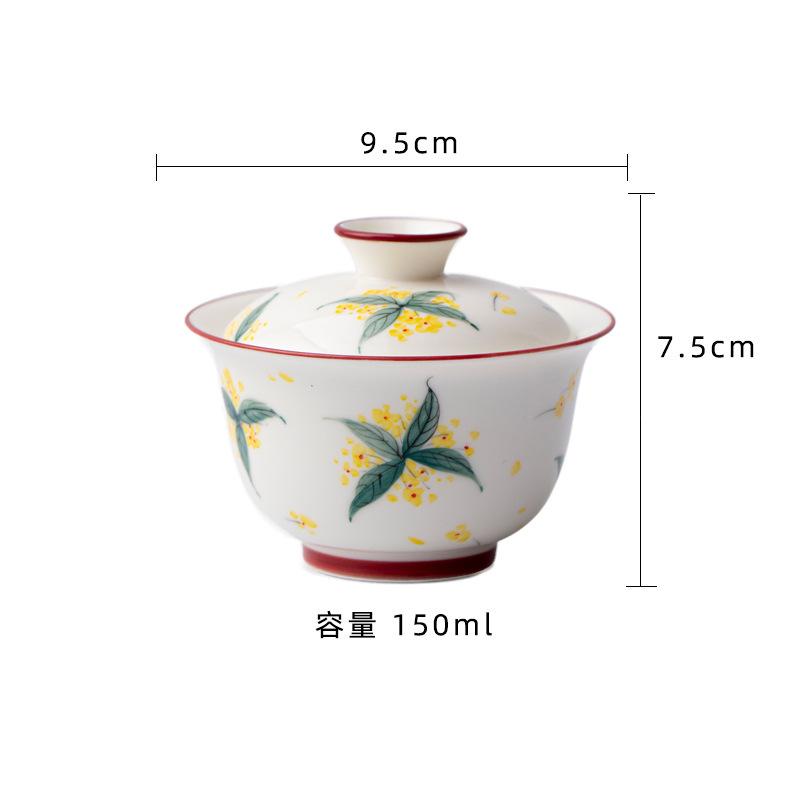 

Hand-painted Osmanthus Gaiwan Vintage Tea Tureen Tea Bowl With Lid Kit Tea Maker Cover Bowl Teaset Supplies Ornaments Collection