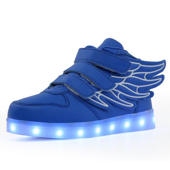

Yousheng Autumn and winter styles of LED colorful light shoes with wings for boys and girls, USB charging children s high top ghost step dance light 32