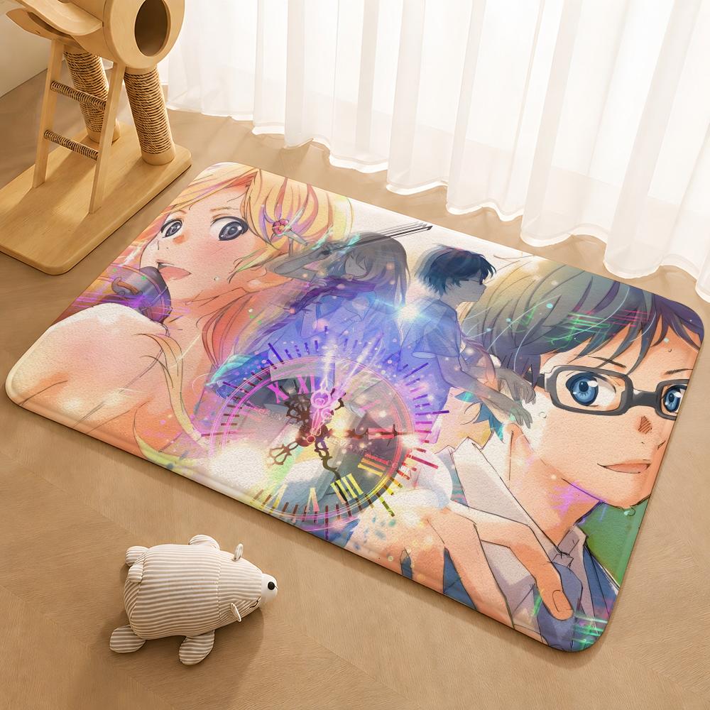 Your Lie In April Floor Mat Floor Mat Soft Flannel Non-Slip Door  Rug for Living Room