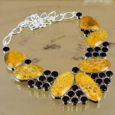 Wedding Gift For Her 925 Silver Natural Fossil Coral Chain Adjustable Necklace