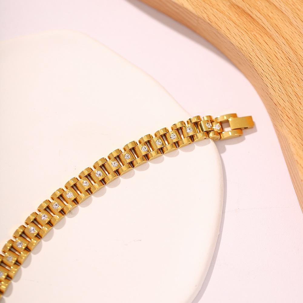 European & American Influencer Style 18K Gold PVD Steel Bracelet Watch Band