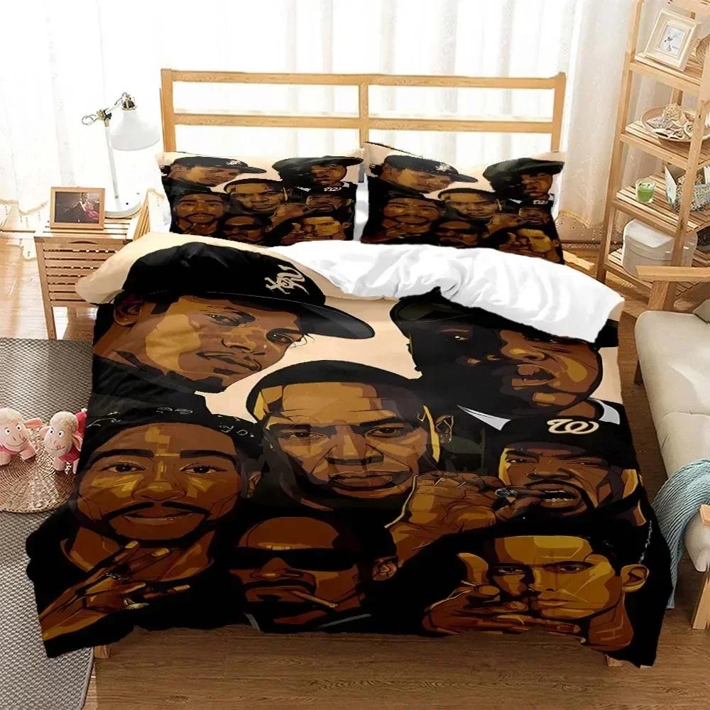 Hip Hop Rapper Bedding Set Printed With Pillowcase Duvet Cover Soft Queen King Size Bedclothes Home Personal Style
