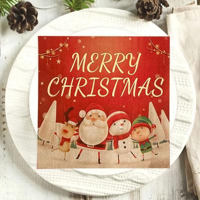 20pcs/Pac 33*33cm 2-Ply Disposable Party Napkin Christmas Pattern