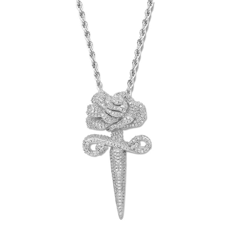 Elegant Crucifix With Rose Designs Necklace Lightweight Copper Jewelry Adjustable Neckchain For Everyday Wear