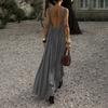 Women Summer Dress Sleeveless Spaghetti Strap Pleated Maxi Dress Beach Vacation Loose Flowy Sundress