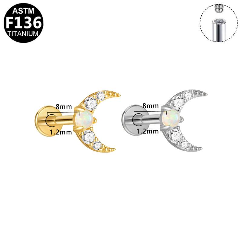 Titanium F136 Moon Threaded Cartilage Stud Earrings - Trendy European & American High-End Fashion