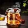 1/5pcs Glass Teapot Set 1pc Teapot And 4pcs Tea Cups Electric Ceramic Stove Tea Maker High Temperature Resistant Filter Teapot With Wooden Handle Kung