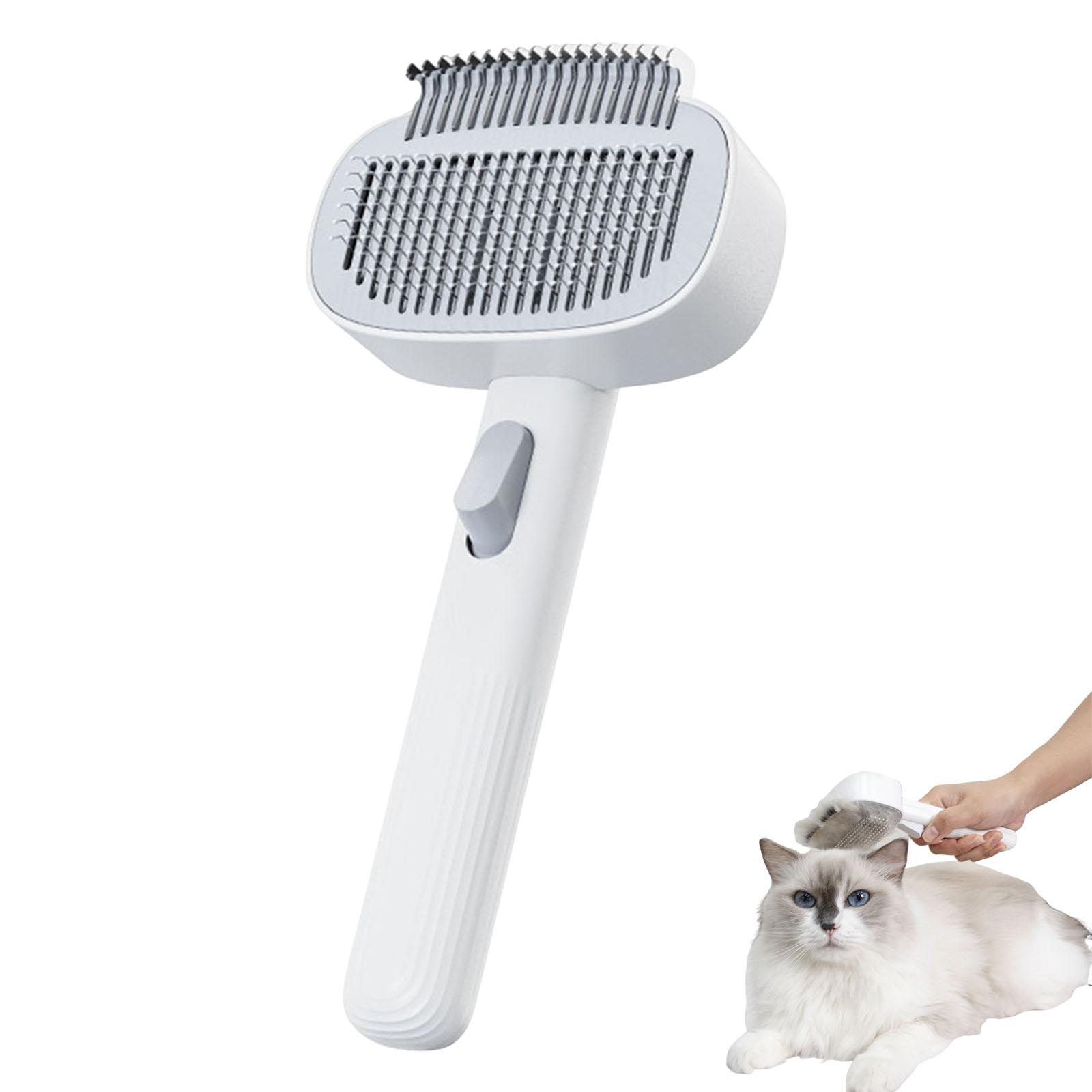 2 In1 Pet Fur Knot Cutter Rounded Cutter Gentle On Skin Cat Hair Remover Comb One-click Hair Removal Knot Opening белый