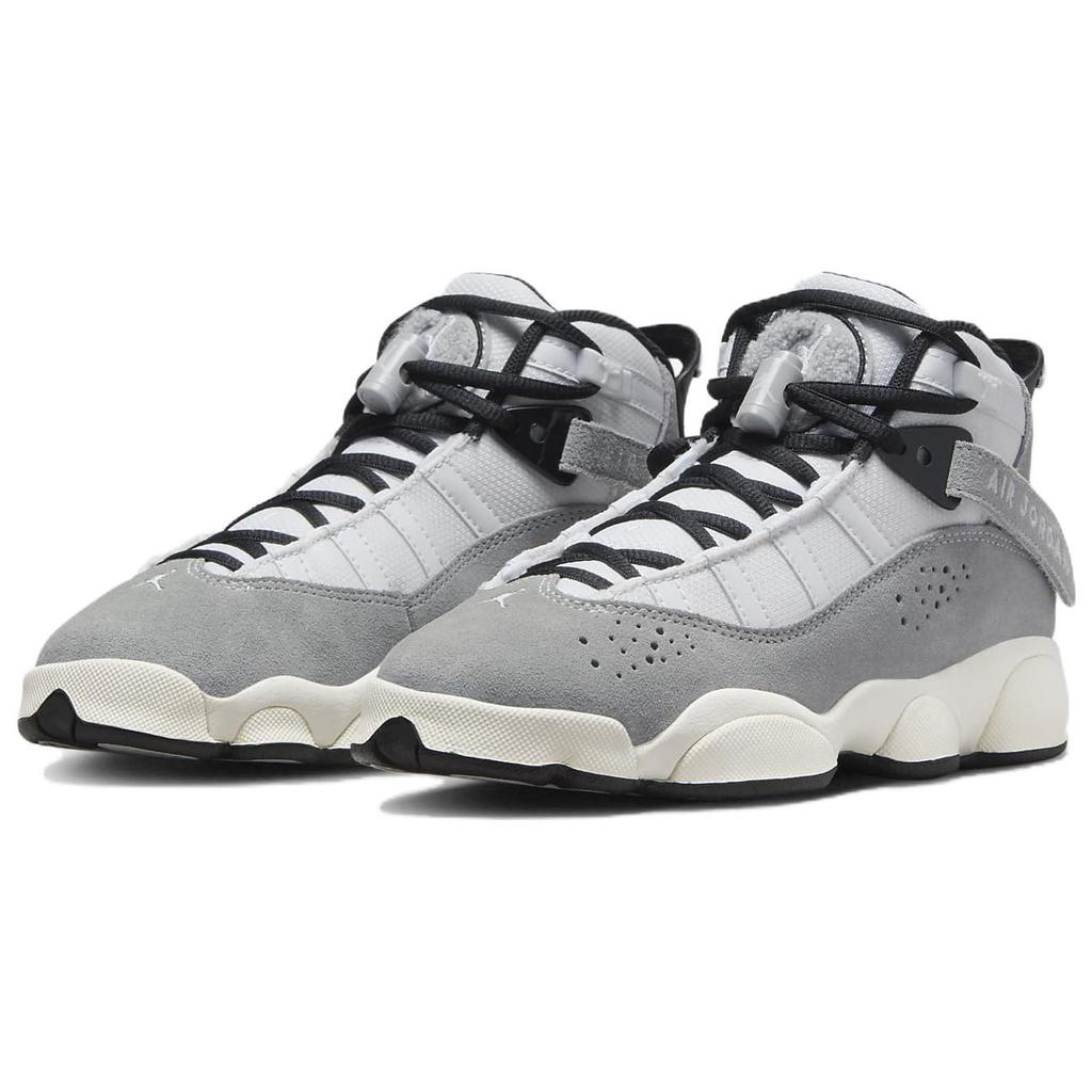 New Jordan Air Jordan 6 Rings Cushioning High Top Children's Basketball Shoes Gray White Teenagers FJ4651-077