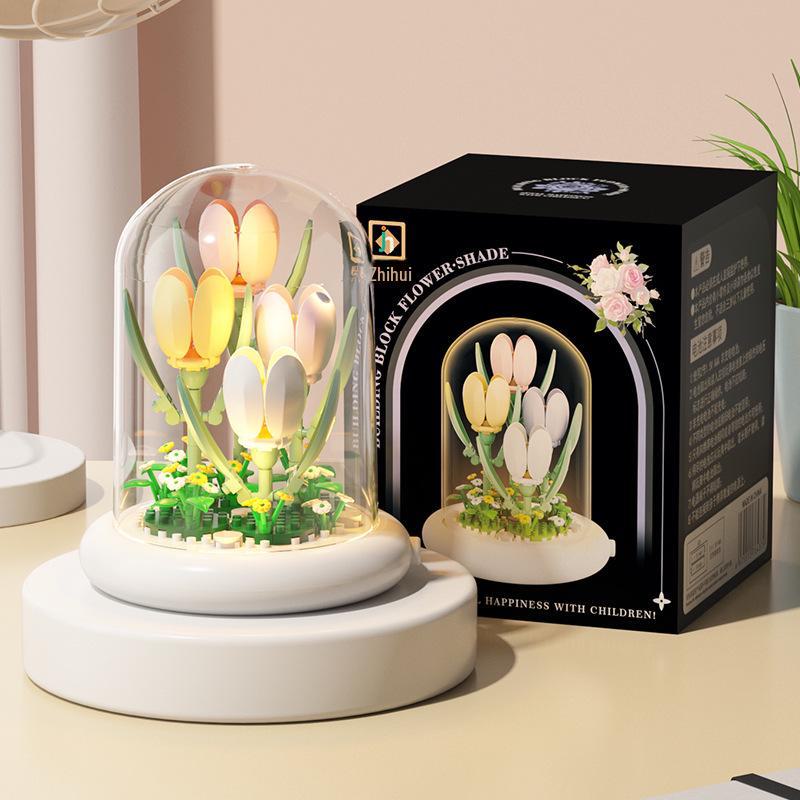 Luminous Micro-Particle Flower Building Blocks - Educational Toy & Gift for Girls