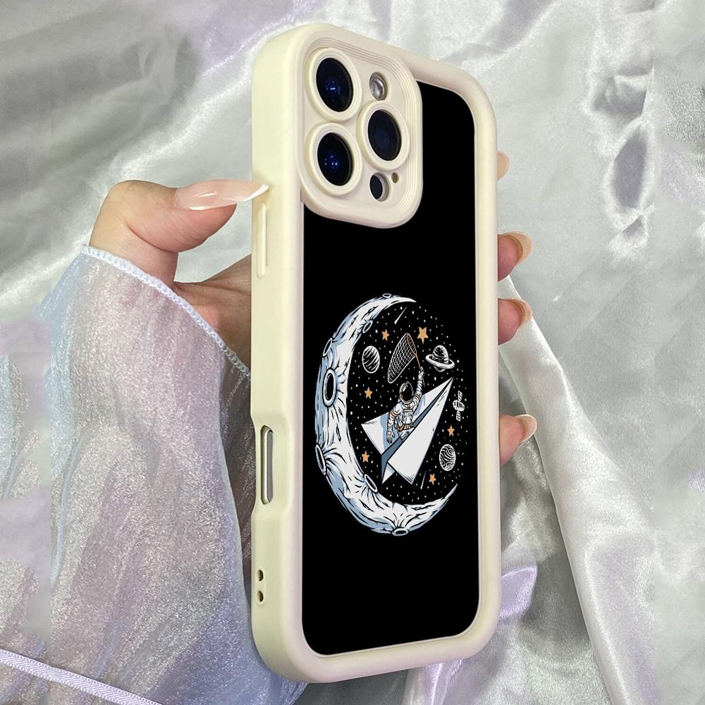 JT27 Astronaut Catching Stars On the Moon Illustration Realme Huawei Honor Infinix Tecno Itel Motorola Google All Model Angel Eyes Soft TPU Phone Case