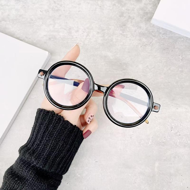 Unisex Anti Blue Light Computer Glasses Round Coarse Framed Glasses Women Men Fashion Large Frame Eyewear