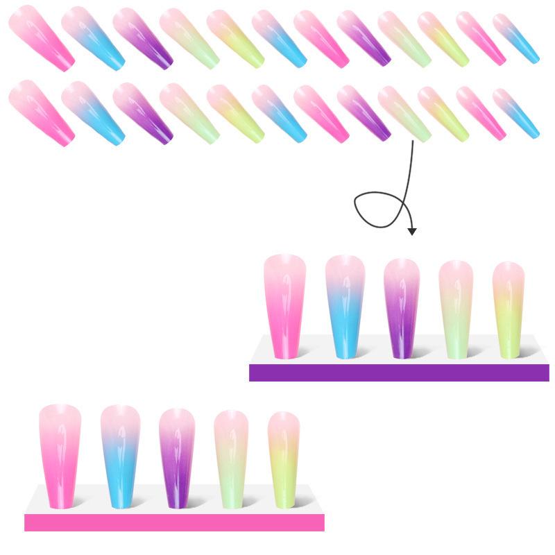 Artificial Nails Rainbow Long Ballet Nails Nail Stickers