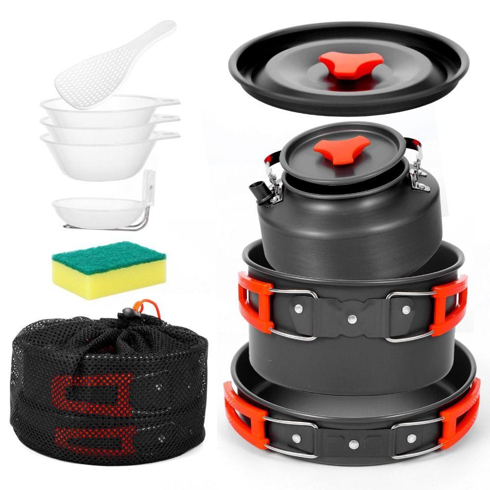 Aluminum Alloy Camping Cookware Kit Nonstick Coating Water Kettle/Pan Pot/Saucepan  Picnic