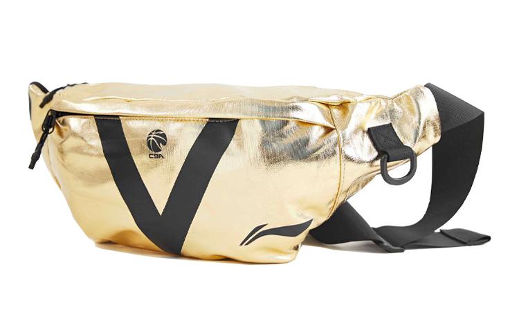 Li Ning Polyurethane Crossbody Bag, Fanny Pack Unisex Gold ABLR190-3