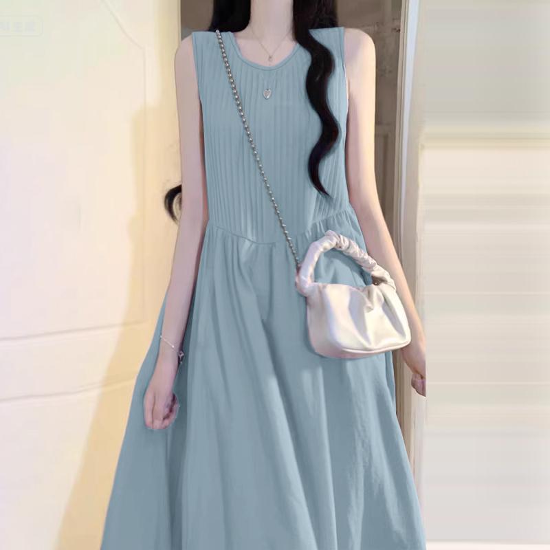 ZANZEA Women Summer Round Neck Casual Sleeveless Long Dress