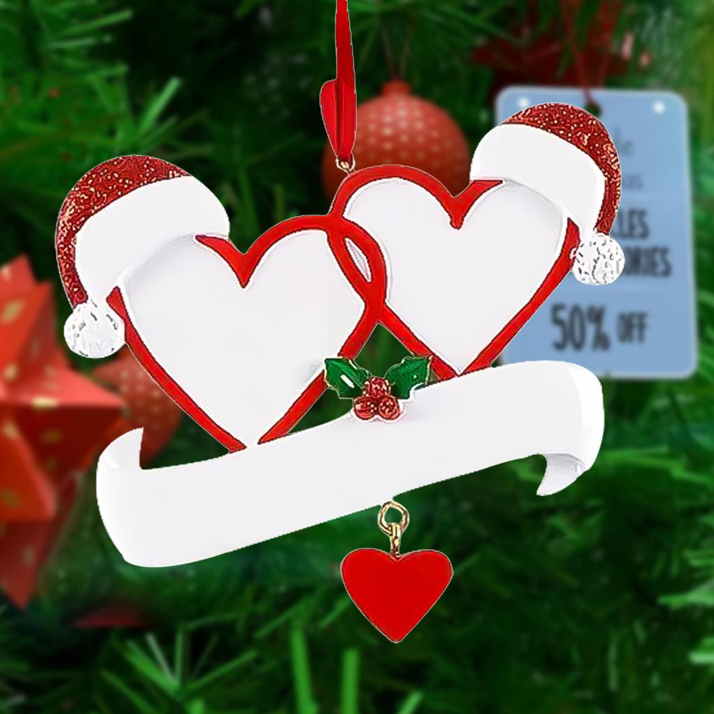 Delightful Double Heart Resin Christmas Tree Decorations For Festive Holiday Cheer