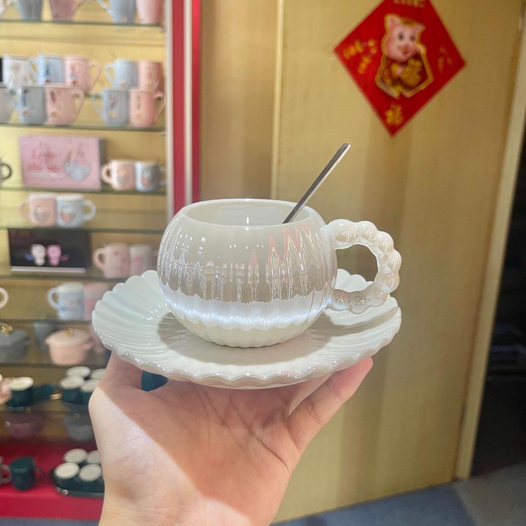 Europäischer Stil Galvanisierte Kaffeetassen Perlglänzende Farbverlauf Keramiktassen Hohes Erscheinungsbild Latte Art Tassen Gestreifte Becher Geschäftsgeschenke