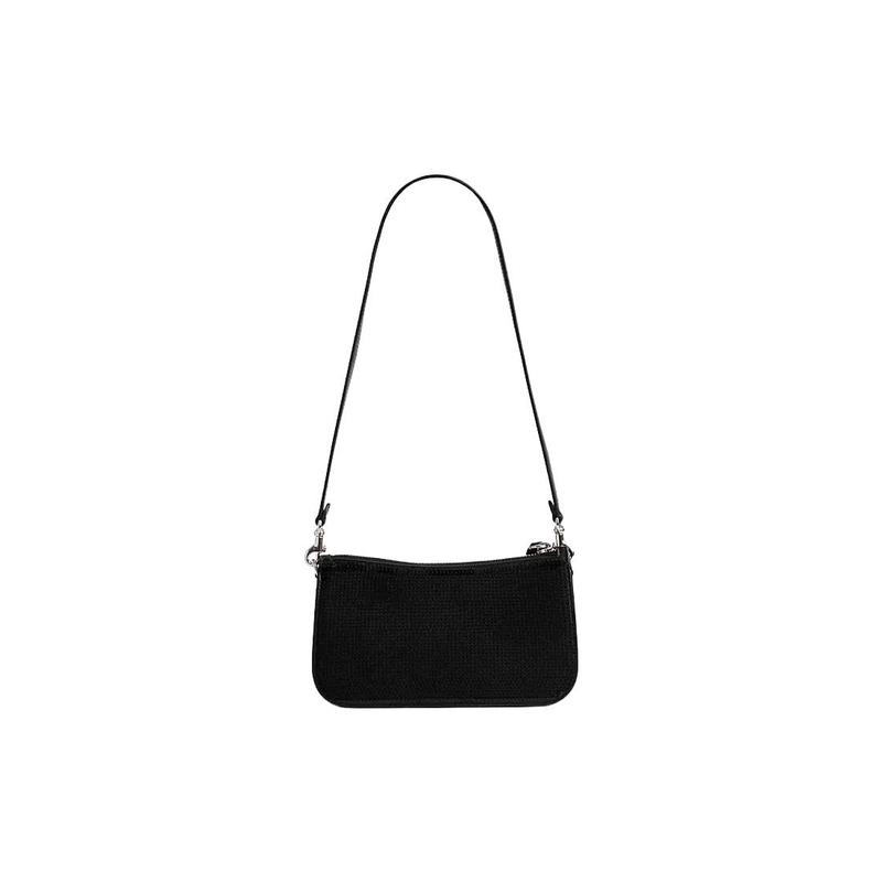 COACH Penn 21 solid color sequin card slot turn-buckle zipper closure cow leather armpit bag hand shoulder bag small size women's black