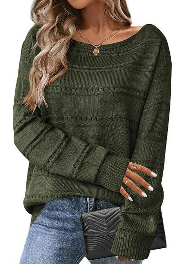 2026 Autumn/Winter European & American Loose Round Neck Knit Sweater, Women's Long Sleeve Solid Color Versatile Pullover